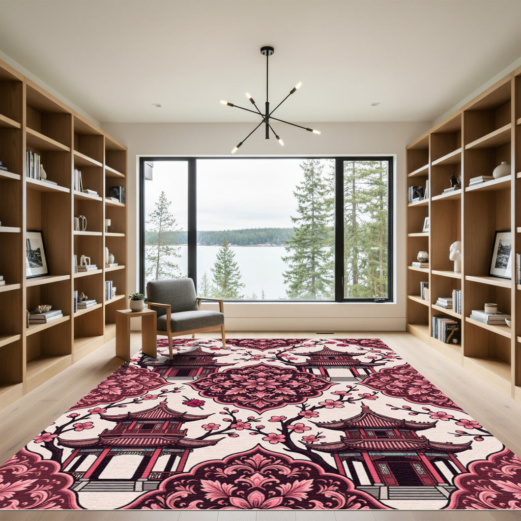 Pink Pagoda Cherry Blossom Blossom Rug