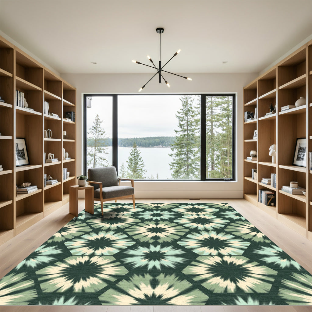 Hexagonal Starbloom Tie-Dye Rug