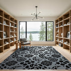 Black Moon Rose Leopard Print Rug