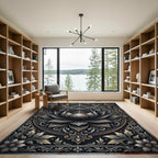 Ornate Metallic Charcoal Lotus Medallion Rug
