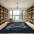 Celestial Orbital Geometry Navy Cream Rug