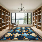 Cracked Indigo Teal Diamond Talavera Rug