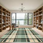 Vintage Sage Plaid Checked Grid Rug