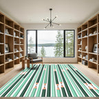 Emerald Green Pencil Stripes Abstract Rug