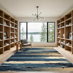 Abstract Horizon Striped Blue Ocean Rug