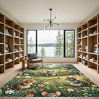 Whimsical Woodland Mouse Meadow Art Rug