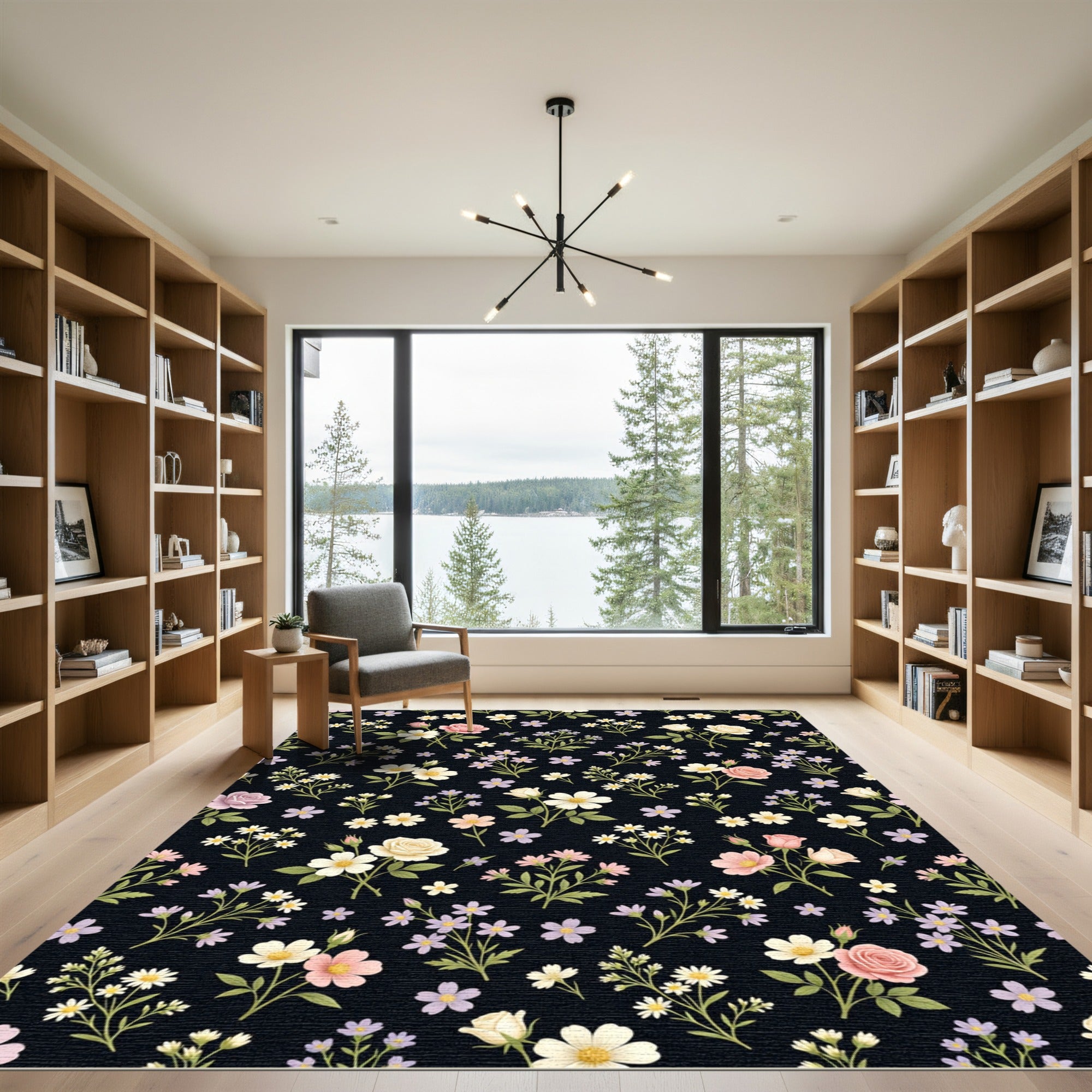 Whimsical Floral Branches Garden Rug