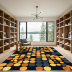 Modern Golden Octagon Geometric Grid Rug
