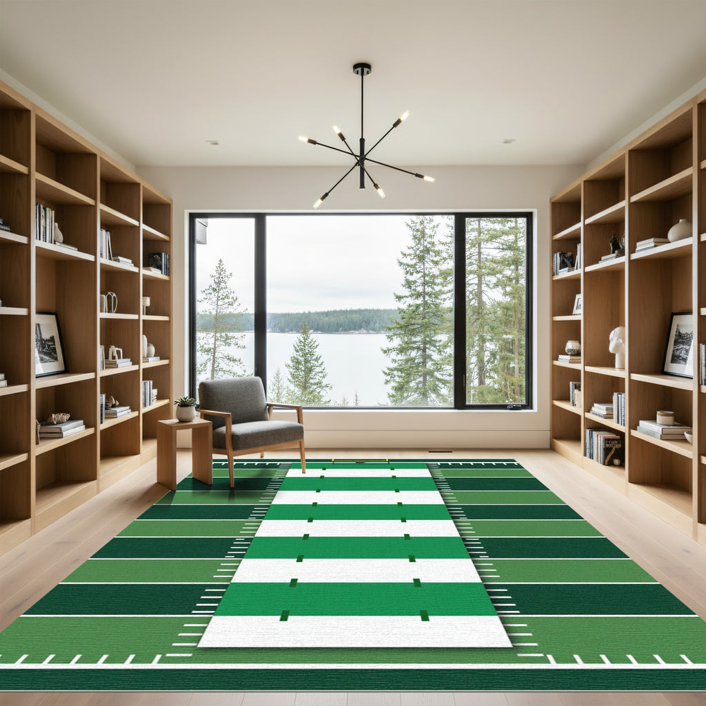 Modern Emerald Green Grid Field Rug