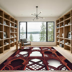 Intricate Crimson Moorish Arch Lattice Rug