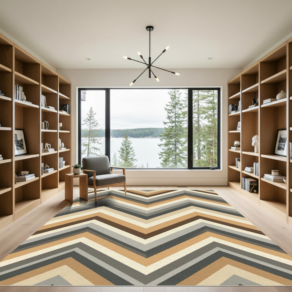 Earthy Tonal Zigzag Chevron Rug