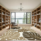 Modern Tropical Monstera Leaf Earthy Rug