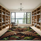 Woodland Bronze Fern Abstract Foliage Rug