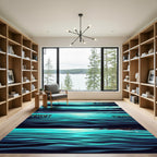 Serene Coastal Horizon Teal Ocean Wave Rug