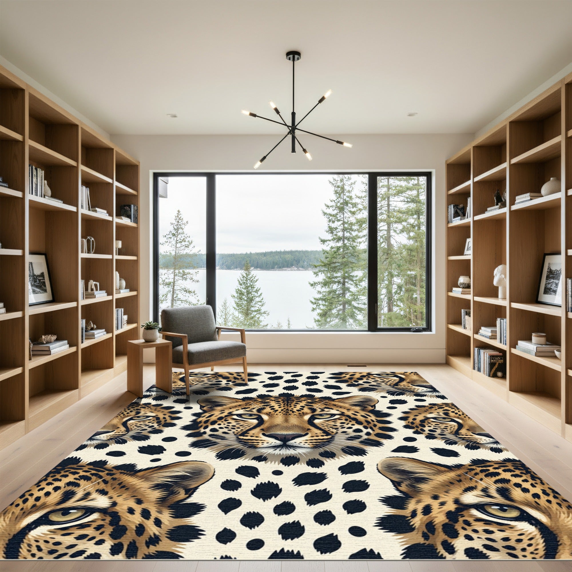 Leopard Face Spotted Cream Seamless Rug