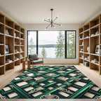 Emerald Green Interlocking Lattice Medallion Rug