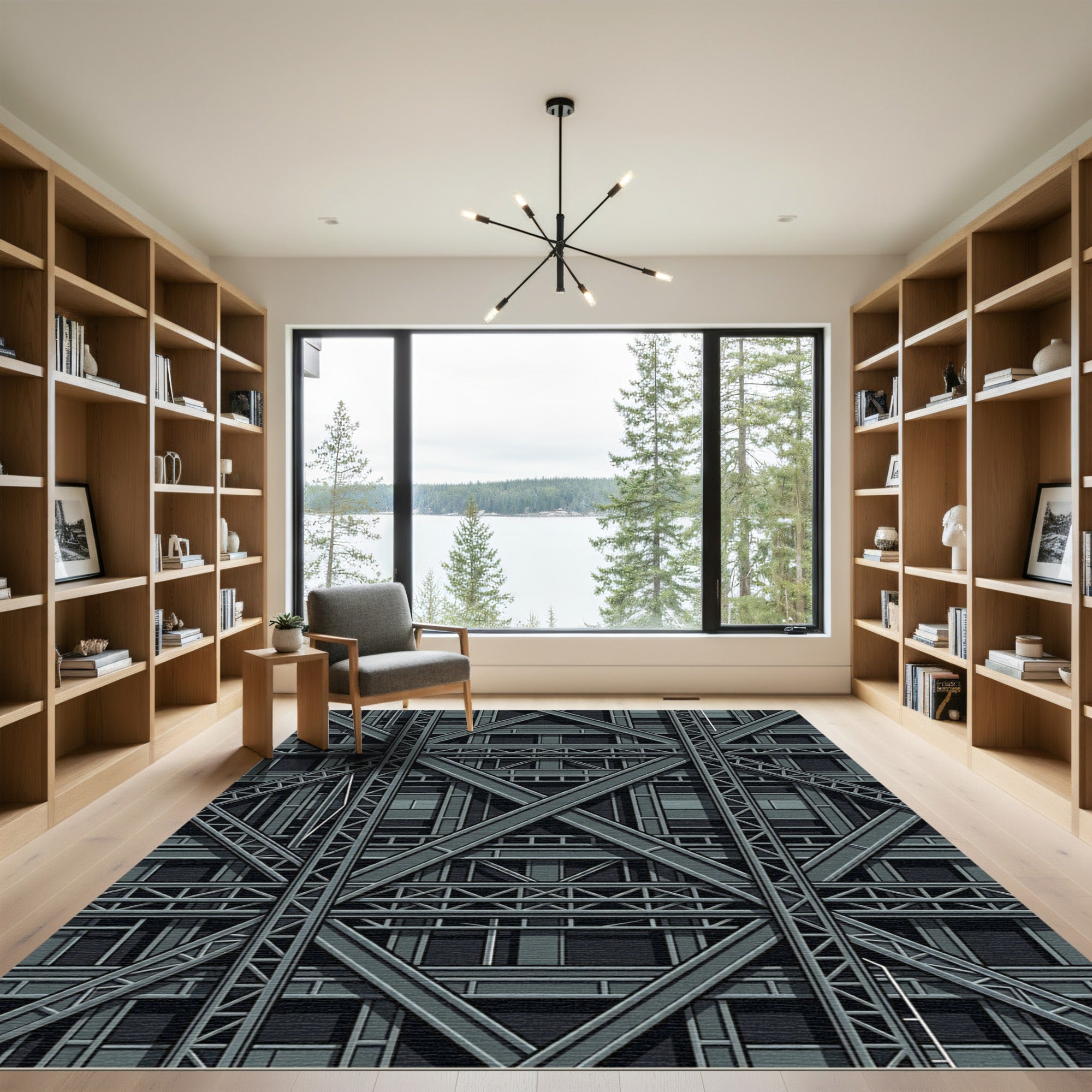 Industrial Steel Truss Grid Rug