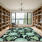 Muted Green Morning Glory Floral Vine Rug