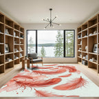 Floating Coral Feather Watercolor Art Rug