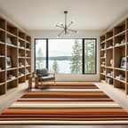 Warm Earthy Tone Abstract Horizontal Stripes Rug