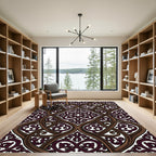 Ornate Brown Intertwined Scrolling Vines Rug