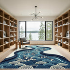 Indigo Zen Koi Wave River Rug