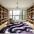 Deep Plum Ink Swirl Abstract Rug