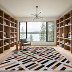 Geometric Interlocking Terracotta Abstract Rug
