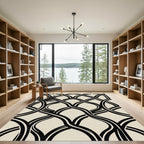 Abstract Black and Cream Intertwined Curve Rug