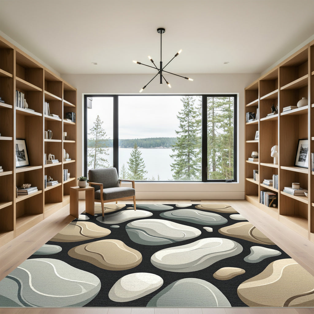 Abstract Pebble Forms Neutral Palette Rug