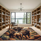 Majestic Bighorn Sheep Desert Landscape Rug