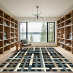Neutral Tonal Intersecting Straps Abstract Rug