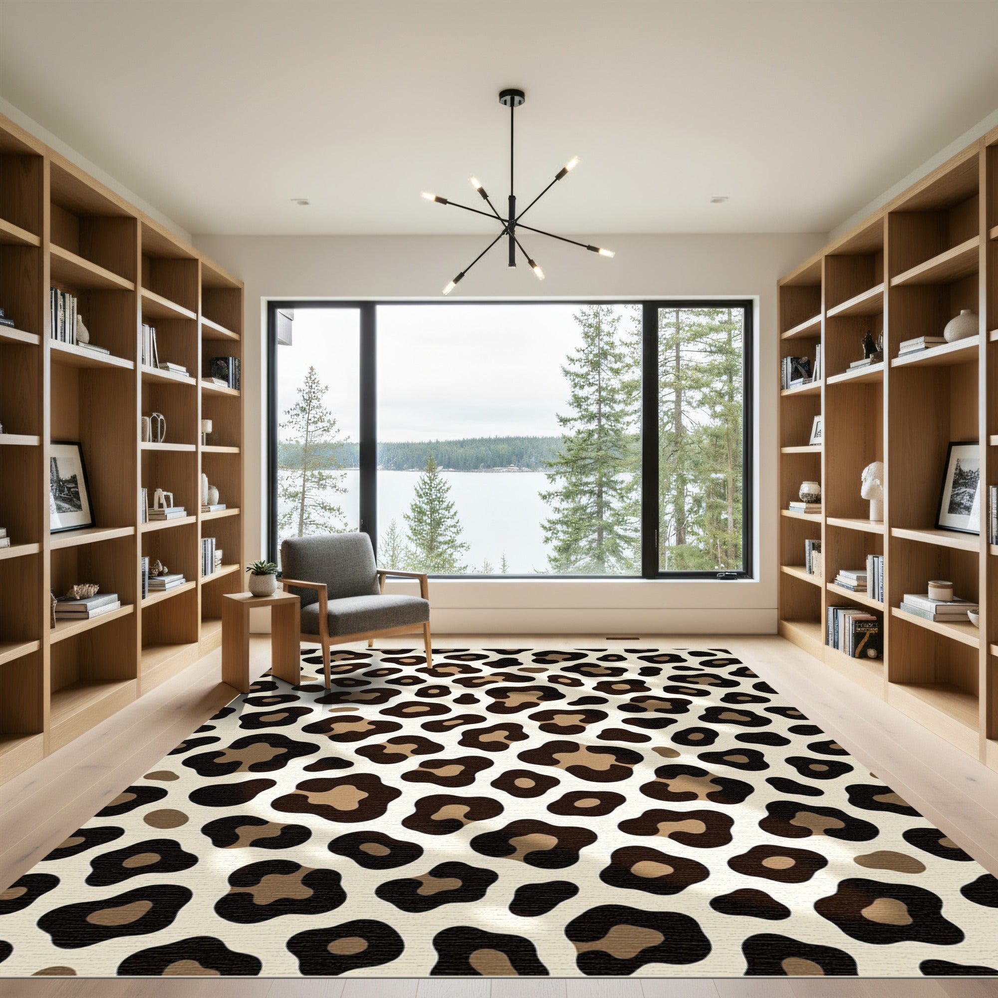 Sophisticated Beige and Brown Leopard Spot Rug