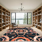 Retro Atomic Orange Orbital Rug