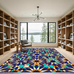 Geometric Cobalt Blue Star Medallion Rug