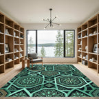 Emerald Geometric Octagon Tile Art Rug