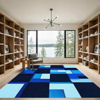 Shades Blue Geometric Blocks Rug