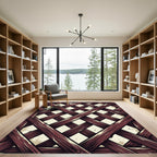 Rustic Deep Maroon Crossed Lattice Rug