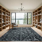 Gray Industrial Metal Framework Rug