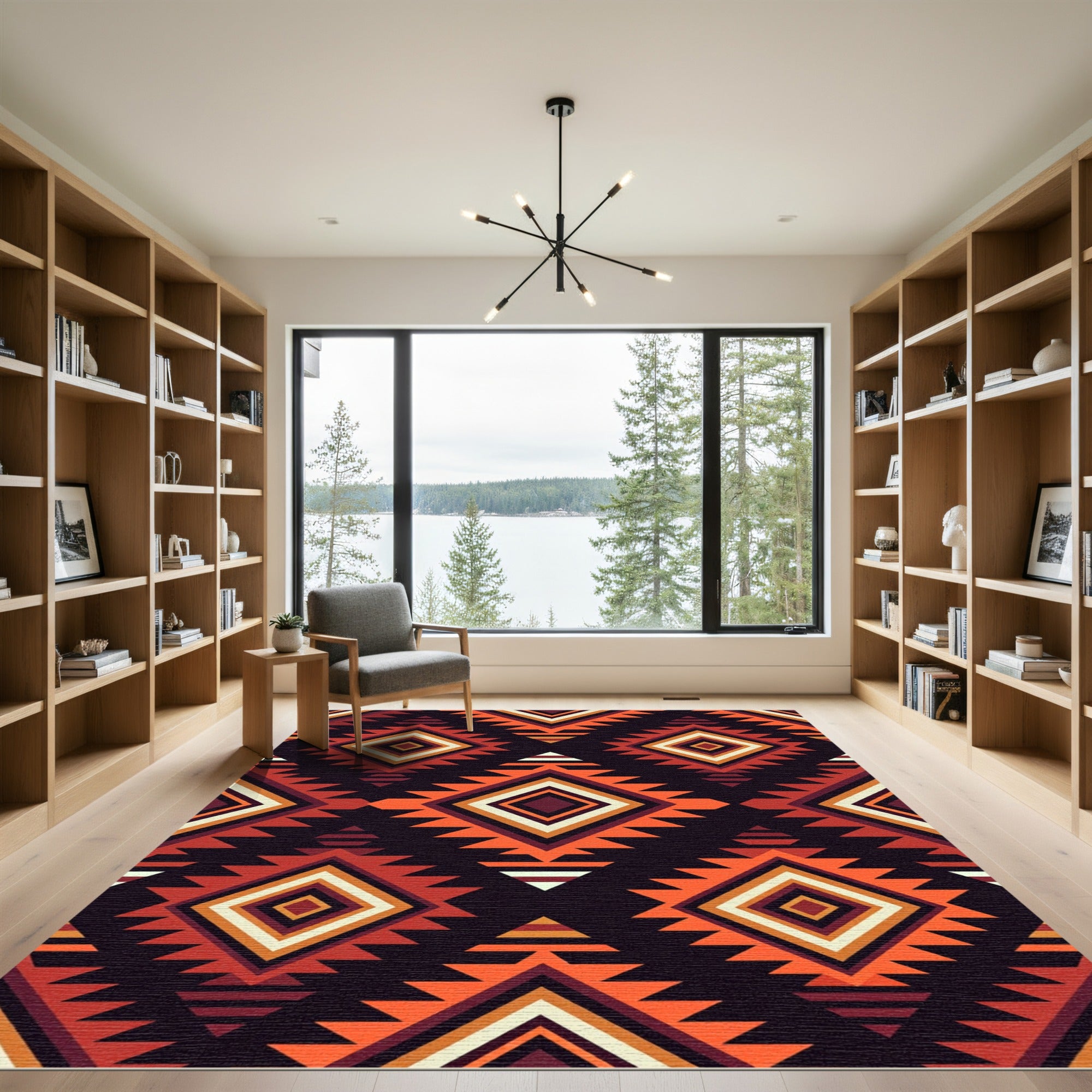 Geometric Sunset Diamond Earth Tone Tapestry Rug