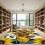 Vibrant Golden Sunflower Art Rug