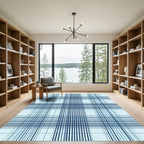 Light Blue Plaid Grid Checkered Rug