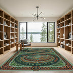 Celtic Shamrock Green Calligraphy Harp Rug