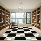 Monochrome Checkered Grid Square Area Rug