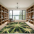 Mid-Century Geometric Olive Gold Starburst Rug
