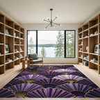 Art Deco Purple Fan Plume Rug