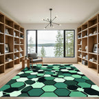 Emerald Hexagonal Organic Flow Rug