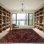 Ornate Fire Orange Floral Intricate Rug