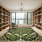 Ornate Emerald Fleur-de-lis Scroll Baroque Rug