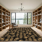 Golden Woven Texture Interlace Rug